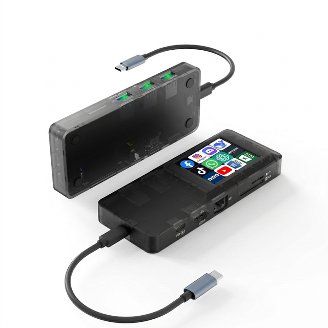 MiraBox H1 USB C Docking Station 4K HDMI Hub with Ethernet SD TF Card Reader for Laptop MacBook Office Setup