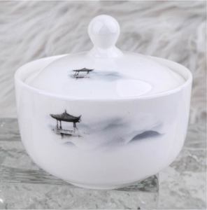 Lot de Vaisselle en Céramique Style Chinois avec Motif Pavillon Peinture à l'Encre, Logo Personnalisé pour Cadeau de Mariage - Product Image 1