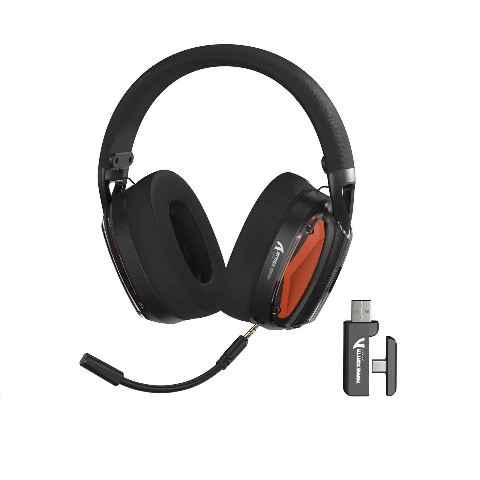 Attack Shark L60 Tri-mode Wireless Gaming Headset, Lightweight 230g, 40mm Drivers, Detachable Noise-Cancelling Mic, 50H Battery, 2.4G/Bluetooth 5.3/3.5mm Wired, 5.1 Surround Sound for PC PS5 PS4 Switch Mobile - Black/White / سماعة ألعاب Attack Shark L60 ثلاثية الوضع لاسلكية، خفيفة الوزن 230 جرام، مشغلات 40 ملم، ميكروفون قابل للفصل مع عزل الضوضاء، بطارية 50 ساعة، اتصال 2.4 جيجاهرتز/بلوتوث 5.3/سلكي 3.5 ملم، صوت محيطي 5.1 لأجهزة الكمبيوتر و PS5 و PS4 و Switch والجوال - أسود/أبيض