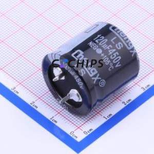 ตัวเก็บประจุแบบอิเล็กโทรไลต์อะลูมิเนียมแบบ Snap-in รุ่น LS127M450O25RR0VH2SP0 ชนิด Through-hole (THT) ขนาด D25xL25 มม. 120uF 20% 450V ขา 10 มม. - Product Image 1