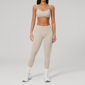 Set Yoga 2 Pezzi Tik Tok Hot: Reggiseno Sportivo a Doppia Fascia Color Block e Leggings Effetto Nudo Elasticizzati in Quattro Direzioni per Allenamento Donna - Product Image 4