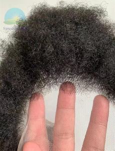 Système de remplacement des cheveux du visage pour hommes, 100% cheveux humains indiens, <span class=keywords><strong>Afro</strong></span>, Kinky Curl, barbe complète pour hommes noirs, densité lourde, nouvel arrivage - Product Image 2