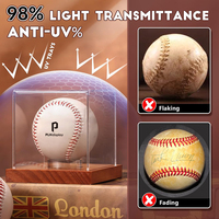 Transparente Acryl-Baseball-Vitrine mit Holzsockel UV-geschützt Staubdichter Würfel-Schaukasten für Signierte Bälle Sport-Sammlerstücke