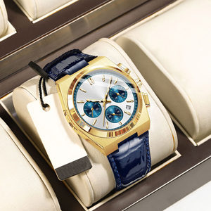 <span class=keywords><strong>Reloj</strong></span> para Hombre de Lujo con Correa de Cuero y Acero Inoxidable, Pantalla de 24 Horas, Cronógrafo Resistente al Agua, <span class=keywords><strong>Reloj</strong></span> de Pulsera de Cuarzo - Product Image 2