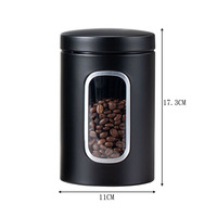 Ensemble de boîtes de conservation hermétiques modernes et minimalistes en acier inoxydable noir avec fenêtre de visualisation pour café et aliments, idéal pour l'export.