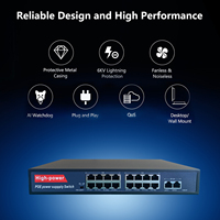 Commutateur PoE 16 ports PoE Alimentation pour caméra IP Point d'accès sans fil Commutateur Gigabit PoE 16 ports