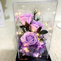 Savon artisanal en forme de rose éternelle, couvercle carré en acrylique, décoration d'intérieur, bouquet pour la Saint-Valentin, la fête des mères, anniversaire, jardin