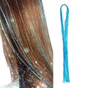 เส้นผมปลอมแบบตรง 18 นิ้ว/46 ซม. สีทองเลเซอร์ สีเงิน ใช้สำหรับงานปาร์ตี้ แข็งแรง ทนทาน - Product Image 5