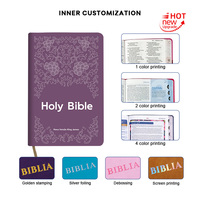 Bible anglaise KJV personnalisée, version Sainte, couverture en cuir PU souple, mini livre imprimé