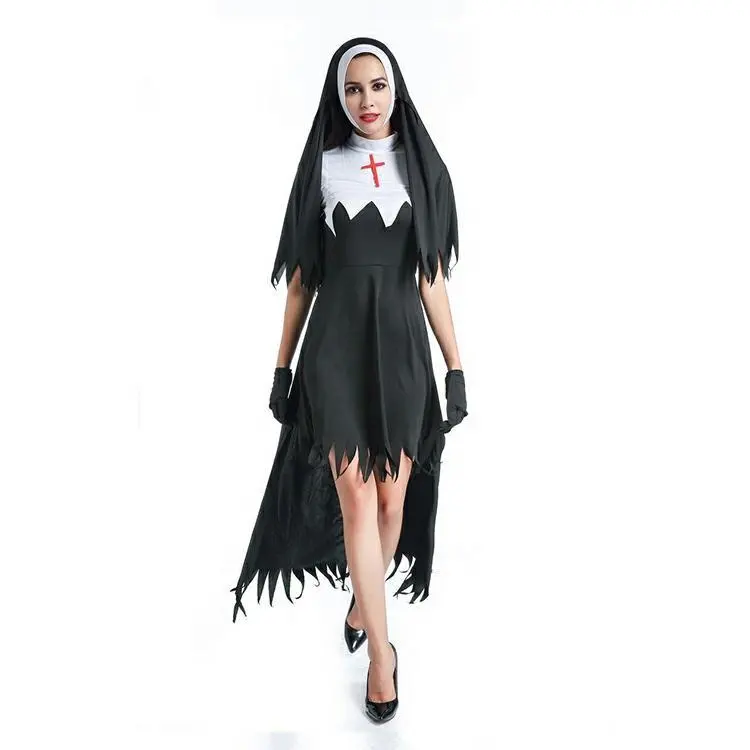 Disfraz sexy de Halloween para adultos, disfraz de monja, María, para fiesta o cosplay