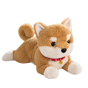 Factory Sale 28cm Lovely Mini Shiba Inu Dog Stuffed Animals Sleeping Pillows Soft Doggie Plush Peluche Toy With Bell