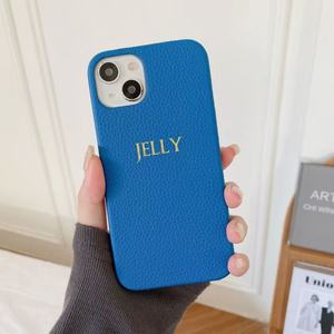 Étui de téléphone portable personnalisé GOINGOO en cuir véritable de luxe, antichoc, avec <span class=keywords><strong>initiales</strong></span>, pour 17/16/14/13 Pro Max, protection intégrale - Product Image 3