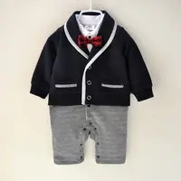 卸売春と秋の綿紳士0-12ヶ月男の子ジャンプスーツ新生児ロンパース