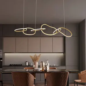 Hanging Pendant Lamps Modern Circle Ring Ceiling Lights Led Project Hotel Decorative Chandeliers Gold Stainless Steel 90 Gua 360