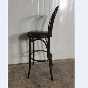 Solid Wood Dark Brown Bentwood Thonet bar <strong>Stool</strong> <strong>with</strong> <strong>Back</strong> Rest - Product Image 5