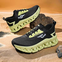 Zapatillas Deportivas para Hombre - Color Verde Esmeralda con Bloques de Color, Parte Superior de Malla, Suela con Amortiguación Gruesa, Zapatillas Atléticas