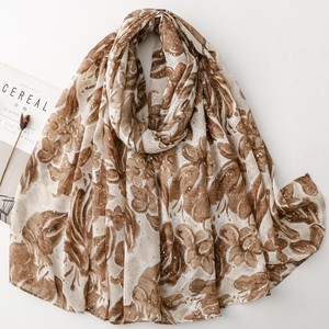 Wholesale Summer 2026 New Polyester Long <b>Scarf</b> Hot <b>Gold</b> Bamboo Leaf Floral Pattern Warm Shawl Hijabs for Muslim Women Outdoor - Product Image 6