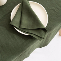 Nappe en lin lavé à la pierre, blanche et verte, de haute qualité, personnalisée ou standard, à prix avantageux, pour une ambiance chaleureuse et tendance