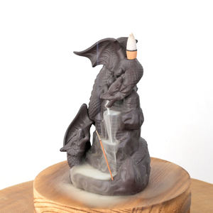Cascada Cono de incienso Dos dragones se miran Quemador de incienso de reflujo de cerámica - Product Image 2