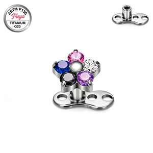 เครื่องประดับเจาะกระดูกไหปลาร้าแบบไมโครเดอร์มอล รูปดอกไม้ ทำจากไทเทเนียมเซอร์โคเนียม 14G ตามมาตรฐาน ASTM F136 แบบสั่งทำพิเศษ - Product Image 5