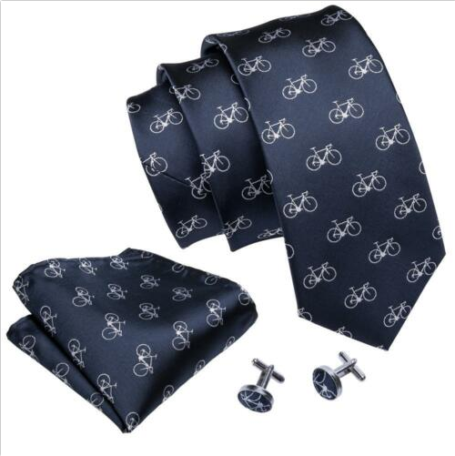 Mens Ties Tie Set Silk Novelty Blue Bicycle Necktie Tie Lot For Men Jacquard