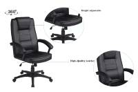 Chaise de bureau pivotante à dossier haut CARLFORD, cuir PU noir, design traditionnel, hauteur réglable, chaise de direction D-9112 pour bureau