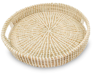 Plateau en jonc de mer tissé, corbeille ronde, tressée, naturelle, écologique, fait au Vietnam, nouvelle collection - Product Image 1