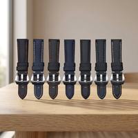 Tali jam kulit asli untuk pria, arloji bisnis 20mm 22mm 24mm 26mm tahan air, jam kulit kain Oxford