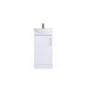 Mueble de baño Madrid 16 con una sola puerta, lavabo de resina blanca y grifo, diseño moderno de pie. - Product Image 1