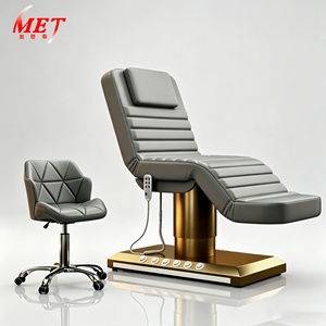 Table de massage électrique de luxe pour <span class=keywords><strong>cils</strong></span> et soins esthétiques, lit de spa, mobilier de salon de beauté, base dorée, lit facial incurvé - Product Image 1