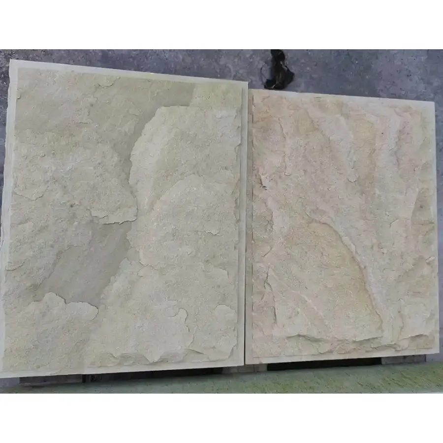 Bloques de piedra caliza Natural para pared de jardín, piedra arenisca beige con cara de seta, precio de pared Exterior