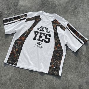 Camiseta de Moda Urbana con Estampado de Camuflaje, Manga Corta, Cuello Redondo, Corte Cuadrado, Hombros Caídos, de Alta Calidad para Hombre - Product Image 1