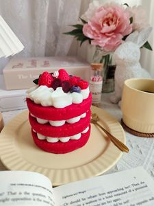 Vela Aromática Realista con Forma de Pastel Desnudo, Hecha a Mano con <span class=keywords><strong>Cera</strong></span> de Soja, Vela con Forma de Pastel de Cumpleaños con Frutas Simuladas, Decoración para el Hogar, Regalo Creativo - Product Image 4