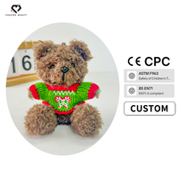 Porte-clés ours en peluche mignon de Noël, certifié CE/CPC, personnalisable, jouet en peluche pour les fêtes
