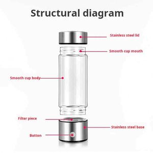 ขวดน้ำไฮโดรเจนแบบพกพาทำจากแก้ว ชาร์จไฟได้ ปรับค่าความเป็นด่างได้ - Product Image 6