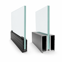 Rampe de balcon en verre sans cadre en aluminium en forme de U minimaliste, montage en surface sur rail