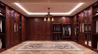 Dressing sur mesure en bois massif traditionnel avec îlot central et éclairage LED pour villa, mobilier sur mesure pour toute la maison