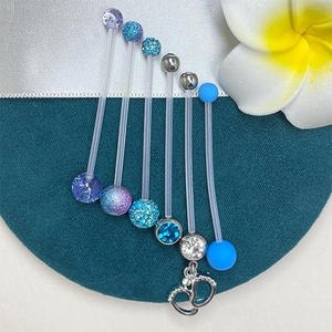 Lot de 6 perles de nombril en acrylique souple, boule en argile souple, double perçage, bijoux de <span class=keywords><strong>piercing</strong></span> UV pour usage quotidien - Product Image 4