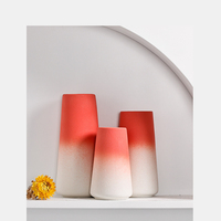 Großhandel rustikale kleine große moderne nordische matte rote weiße dekorative Keramik Blumenvase