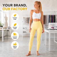 Leggings de yoga ultra doux jaune citron pour femme, taille haute, poche latérale en mesh, coutures plates, finition mate, extensible dans quatre sens, respirant