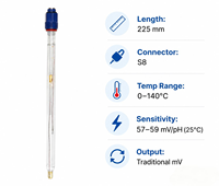 Électrode de capteur de pH pour processus de fermentation en biotechnologie, analytique, autoclavable, stérilisable à la vapeur, personnalisable OEM ODM