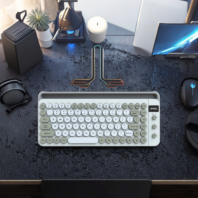 2.4GHz BT Rechargeable Keyboard with Holder Portable and Convenient
