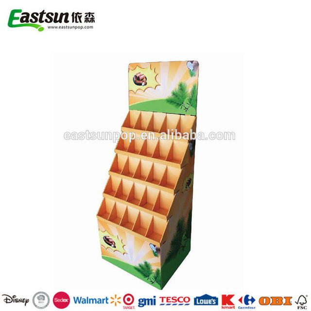 Custom Eco-friendly Recycled Materials Cardboard Corrugated Foldable Food Product Floor Display Stand for Shops & Candy Stores