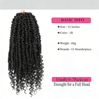 7 Paket Rambut Sintetis Yaki Spring Twist Curly Ends Crochet Wig Single Weft Pre Looped Pre-Twisted Bohemian Short Passion Twist Tahan Panas Rendah