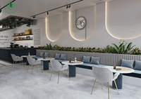 Mobilier de restauration et de bar commercial moderne avec matériaux en bois pour cafés, restaurants, salons