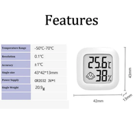 Petit thermomètre numérique LCD pour salon de beauté, extension de cils, utilisation en intérieur, mini thermomètre d'humidité