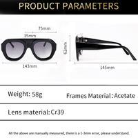 Lunettes de soleil Lmamba 2410 de haute qualité, design luxueux, CR39, logo personnalisé, lunettes de soleil ovales surdimensionnées en acétate pour hommes et femmes