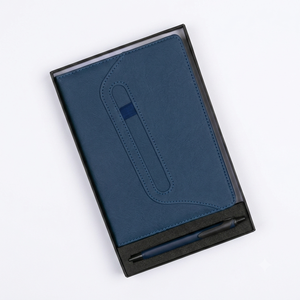 Set de Regalo de Cuaderno de Cuero Sintético Azul con Ranura para Bolígrafo Premium, Diario con Bolígrafo a Juego en Caja, Material de Oficina para Presentaciones - Product Image 1