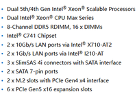 Motherboard Server MS73-HB0 E-ATX dengan Dual Intel C741 LGA 4677 (Socket E), Mendukung DDR5