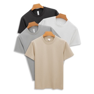 High-end Double-sided <strong>Mercerized</strong> Cotton T-shirt Long-staple Cotton Wrinkle-free Solid Color Black Cool-touch Short-sleeved Men - Product Image 4